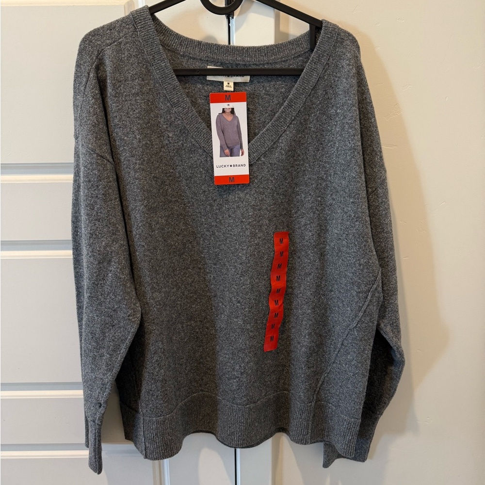 Lucky Brand Gray V-Neck Sweater